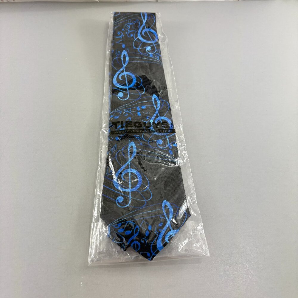 Steve Harris Black / Blue Music Notes Men's Tie 4" x 59" New